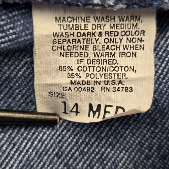 90s Vintage Lee Mom Jeans Womens Sz 14‎ Blue Denim High Rise Straight Made USA - Picture 8 of 13